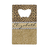 Lopard Spot Gold Glitter Rhinestone FOTO PRINT Creditkaart Flessenopener (Voorkant)