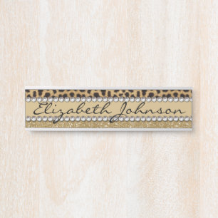 Lopard Spot Gold Glitter Rhinestone FOTO PRINT Deurbordje