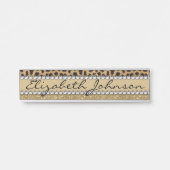 Lopard Spot Gold Glitter Rhinestone FOTO PRINT Deurbordje (Voorkant)