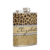 Lopard Spot Gold Glitter Rhinestone FOTO PRINT Heupfles (Rechts)