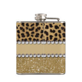 Lopard Spot Gold Glitter Rhinestone FOTO PRINT Heupfles (Achterkant)