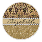 Lopard Spot Gold Glitter Rhinestone FOTO PRINT Keramische Knop (Voorkant)