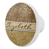 Lopard Spot Gold Glitter Rhinestone FOTO PRINT Keramische Knop (Rechts)