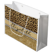 Lopard Spot Gold Glitter Rhinestone FOTO PRINT Large Cadeautasje (Voorkant Gekanteld)