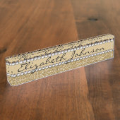 Lopard Spot Gold Glitter Rhinestone FOTO PRINT Naambordje (Zijkant)