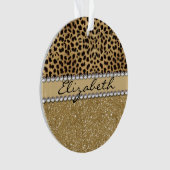 Lopard Spot Gold Glitter Rhinestone FOTO PRINT Ornament (voorkant)