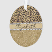 Lopard Spot Gold Glitter Rhinestone FOTO PRINT Ornament (voorkant)