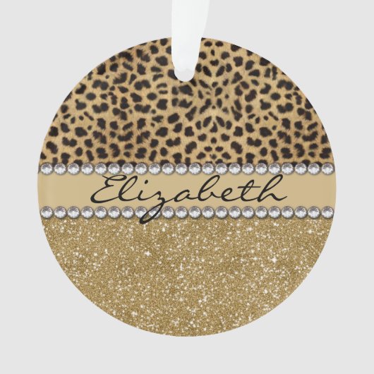 Lopard Spot Gold Glitter Rhinestone FOTO PRINT Ornament (voorkant)