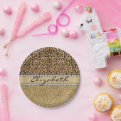Lopard Spot Gold Glitter Rhinestone FOTO PRINT Papieren Bordje (Feest)