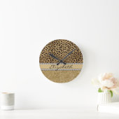Lopard Spot Gold Glitter Rhinestone FOTO PRINT Ronde Klok (Huis)