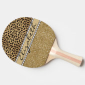 Lopard Spot Gold Glitter Rhinestone FOTO PRINT Tafeltennisbatje (Zijkant)