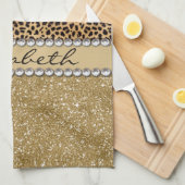 Lopard Spot Gold Glitter Rhinestone FOTO PRINT Theedoek (Quarter Fold)