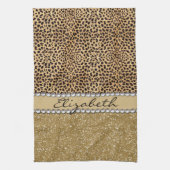 Lopard Spot Gold Glitter Rhinestone FOTO PRINT Theedoek (Verticaal)