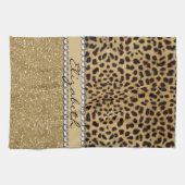 Lopard Spot Gold Glitter Rhinestone FOTO PRINT Theedoek (Horizontaal)