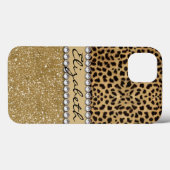 Lopard Spot Gold Glitter Rhinestone PRINT Case-Mate iPhone Case (Achterkant (horizontaal))