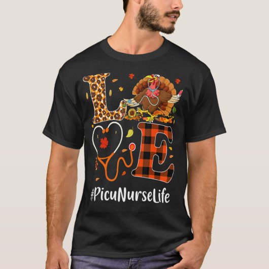 Lopard Stethoscoop T. Picu Nurse Love Thanksgiving T-shirt (Voorkant)