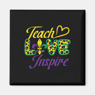 Lopard Teach Love Inspire Mardi Gras Teacher Magneet