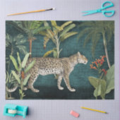 Lopard Tropical Floral in Foliage Blauwgroen ontko Tissuepapier (Craft)