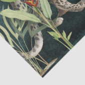 Lopard Tropical Floral in Foliage Blauwgroen ontko Tissuepapier (Detail)