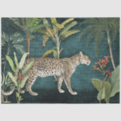 Lopard Tropical Floral in Foliage Blauwgroen ontko Tissuepapier (Voorkant)