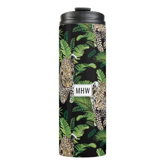 Lopards Pattern aangepaste monogram tumbler Thermosbeker (Voorkant)