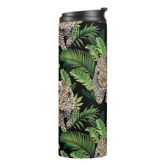 Lopards Pattern aangepaste monogram tumbler Thermosbeker (Gedraaid links)