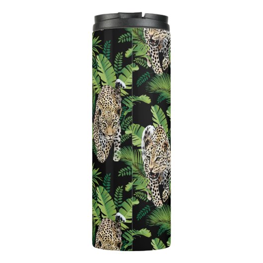 Lopards Pattern aangepaste monogram tumbler Thermosbeker (Achterkant)