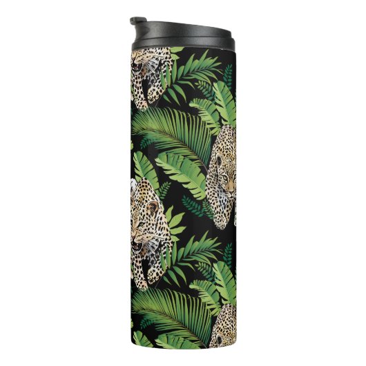 Lopards Pattern aangepaste monogram tumbler Thermosbeker (Geroteerd rechts)