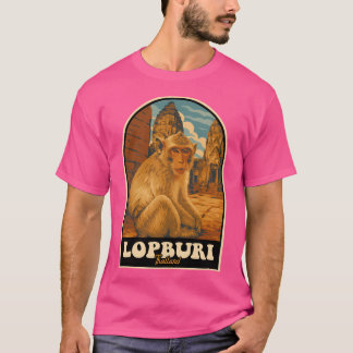 Lopburi Thailand Monkey Temple Vintage Poster Desi T-shirt
