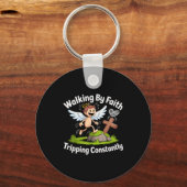 Lopen door geloof, constant struikelen engel Chris Sleutelhanger (Voorkant)