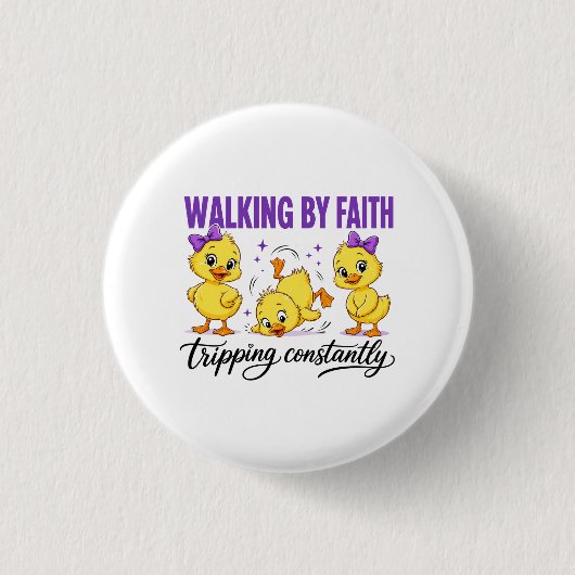 Lopen door geloof Eenden Knop  Ronde Button 3,2 Cm (Voorkant)
