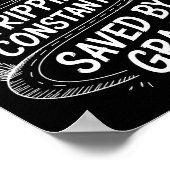 Lopen door geloof, struikelen, constant gered door poster (Hoek)