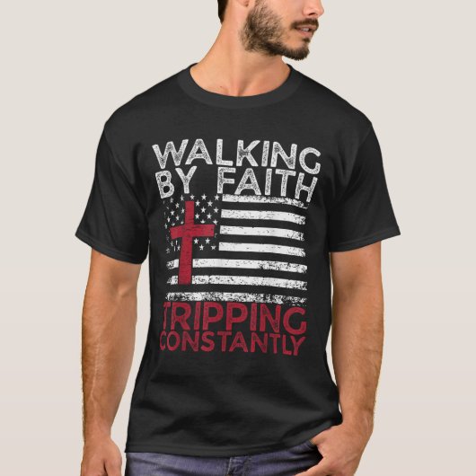 Lopen Door Het Geloof Valt Constant Christelijk Bi T-shirt (Voorkant)
