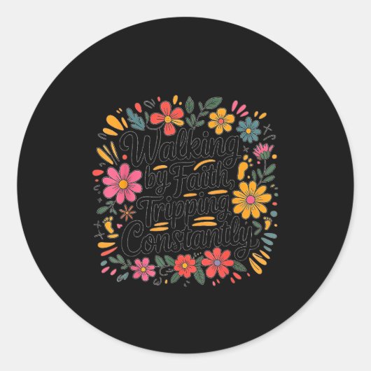 Lopen Door Het Geloof Valt Constant Christelijk Ko Ronde Sticker (Voorkant)