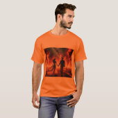 Lopen door het vuur op een groene korte mouw t-shirt (Voorkant volledig)
