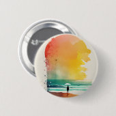 Lopen in de golven Abstracte strandkunst Ronde Button 5,7 Cm (Voorkant /achterkant)