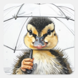 “Lopen in de regen”  Vierkante Sticker