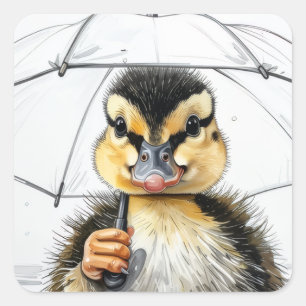 “Lopen in de regen”  Vierkante Sticker