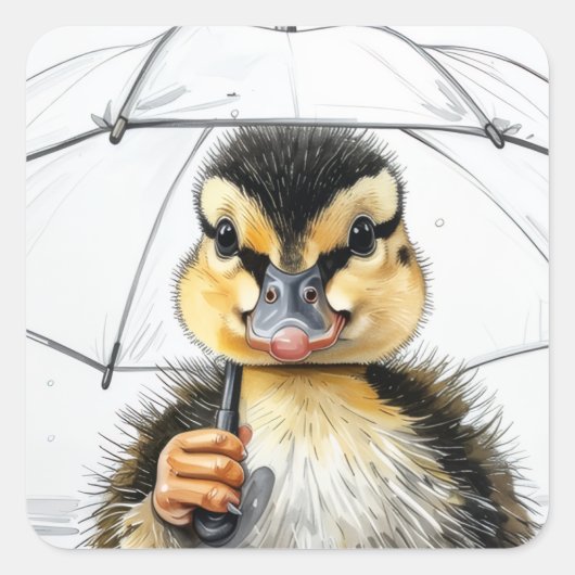 “Lopen in de regen” Vierkante Sticker (Voorkant)
