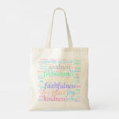 Lopen in de Spirit Word Cloud Galatians 5:22-23 Tote Bag (Achterkant)