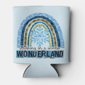 Lopen in een Winterland | Blauwe regenboog Blikjeskoeler (Voorkant)