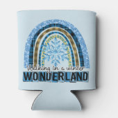 Lopen in een Winterland | Blauwe regenboog Blikjeskoeler (Achterkant)