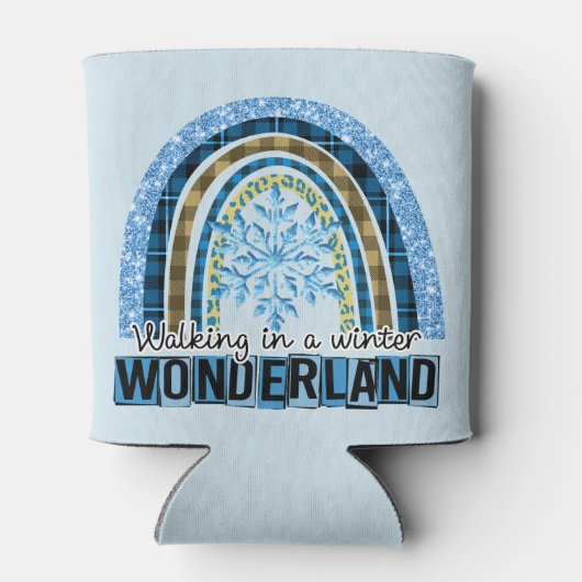 Lopen in een Winterland | Blauwe regenboog Blikjeskoeler (Achterkant)