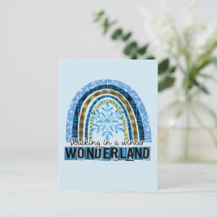 Lopen in een Winterland Blauwe regenboog Briefkaart