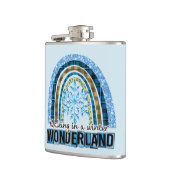 Lopen in een Winterland | Blauwe regenboog Heupfles (Links)