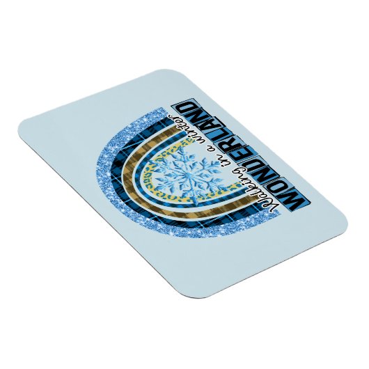 Lopen in een Winterland | Blauwe regenboog Magneet (Rechterzijde)