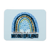 Lopen in een Winterland | Blauwe regenboog Magneet (Horizontaal)