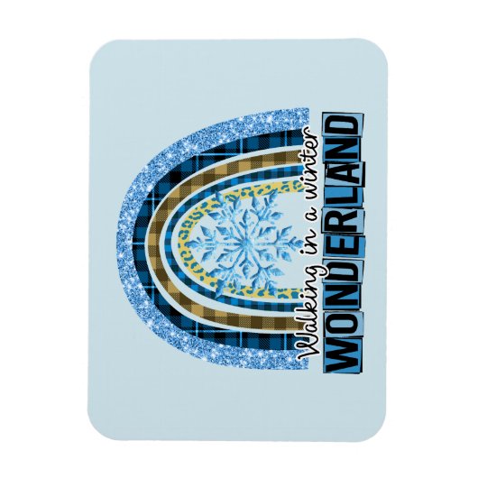 Lopen in een Winterland | Blauwe regenboog Magneet (Verticaal)