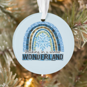Lopen in een Winterland Blauwe regenboog Ornament