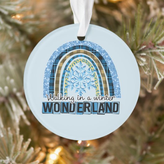 Lopen in een Winterland | Blauwe regenboog Ornament (Boom)